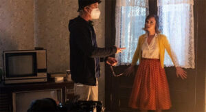 Chris Sivertson on the set with Christina Ricci