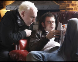 Danny Dyer & Jake West on the Doghouse set